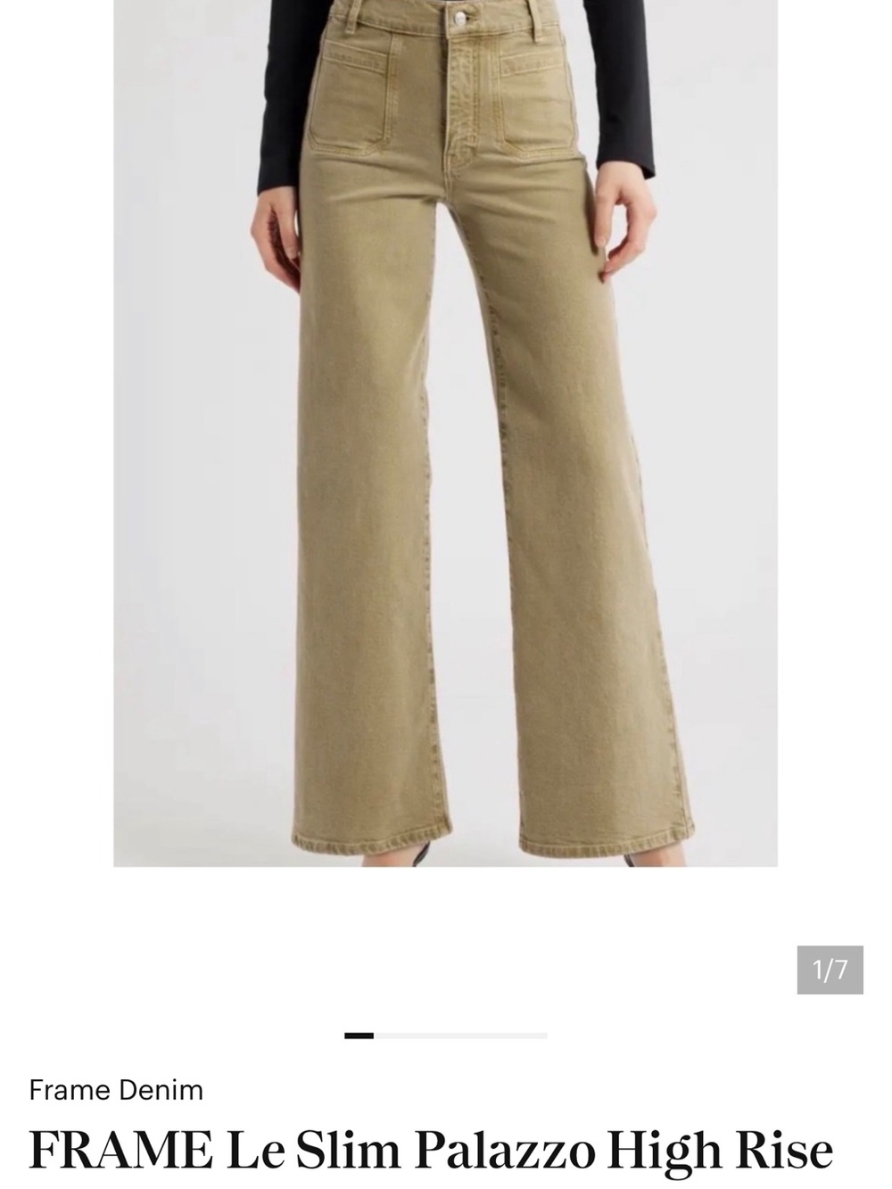 Frame Denim High-Rise Wide-Leg Jeans in Olive